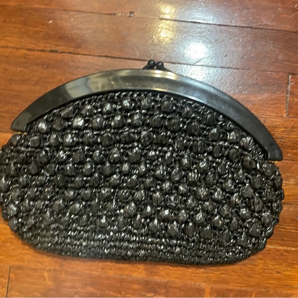 Black raffia vintage clutch - Picture 5 of 10